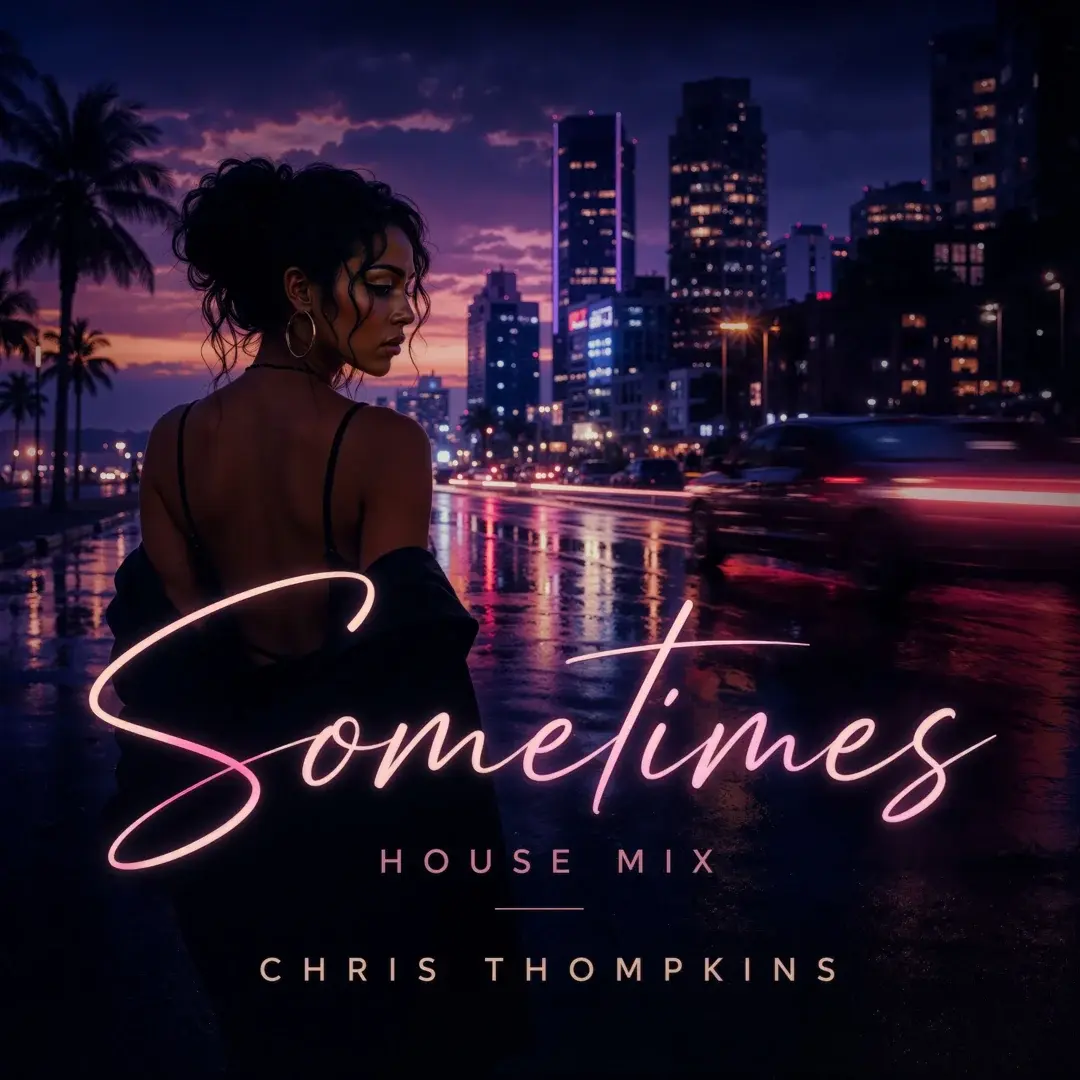 Sometimes — House Mix by Chris Thompkins. A woman in a city at night.