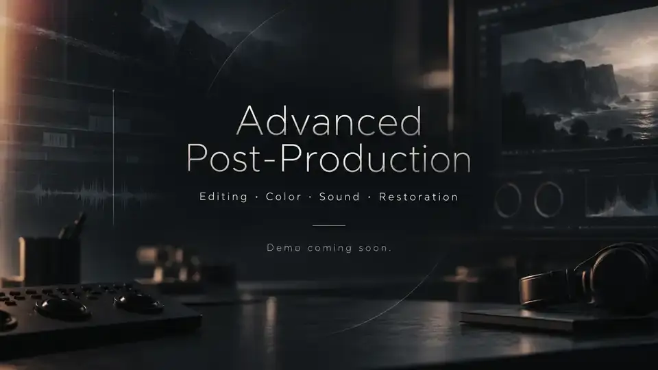 Advanced Post-Production. Editing, color, sound, and restoration. Demo coming soon.