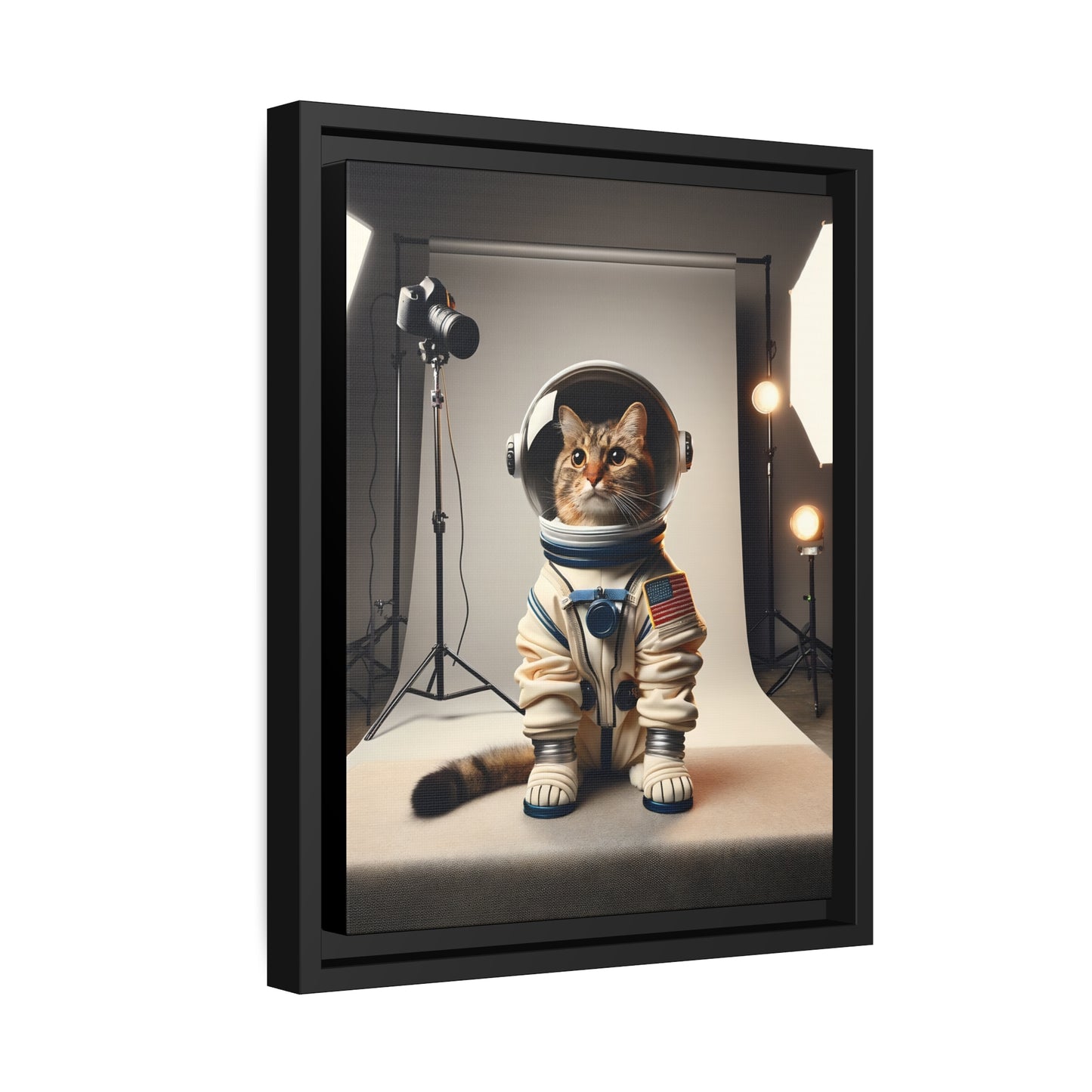 Cosmic Kitty Photoshoot Matte Canvas, Black Frame - Chris Thompkins