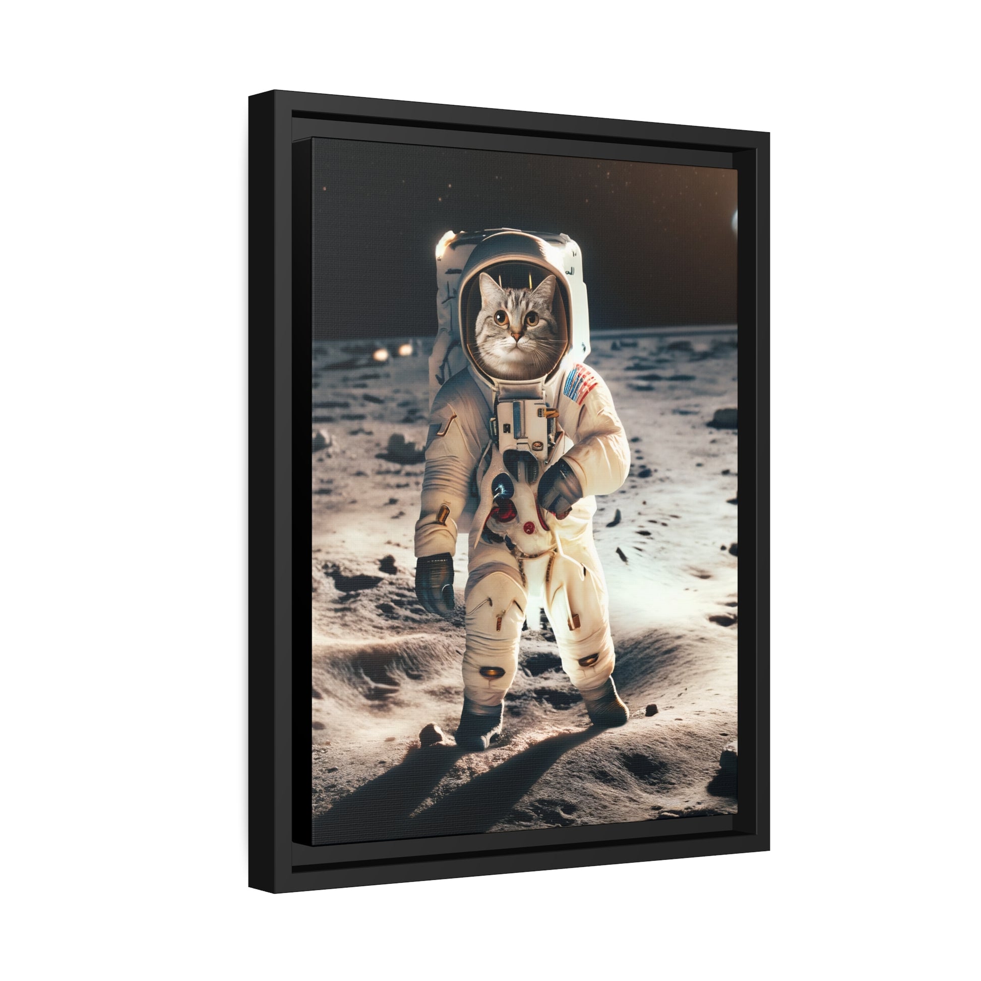 Lunar Lander Kitty Matte Canvas, Black Frame - Chris Thompkins