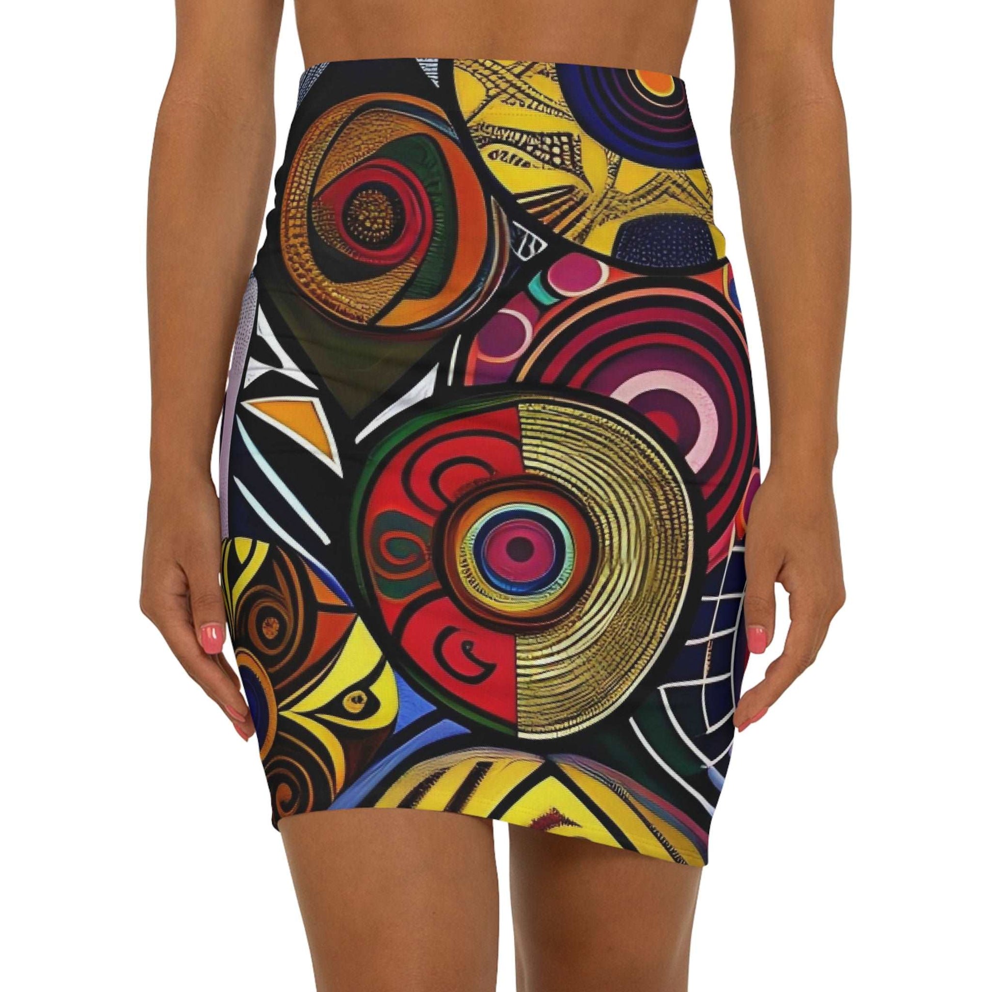 Red & Gold Swirls Women's Mini Skirt - Chris Thompkins